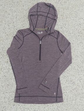 Smartwool Merino Wool Half Zip Hoodie Thermal Base Layer Purple Women Small